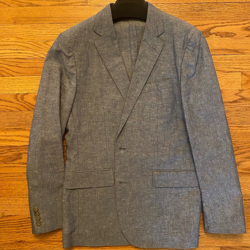 JCrew Linen look navy blazer